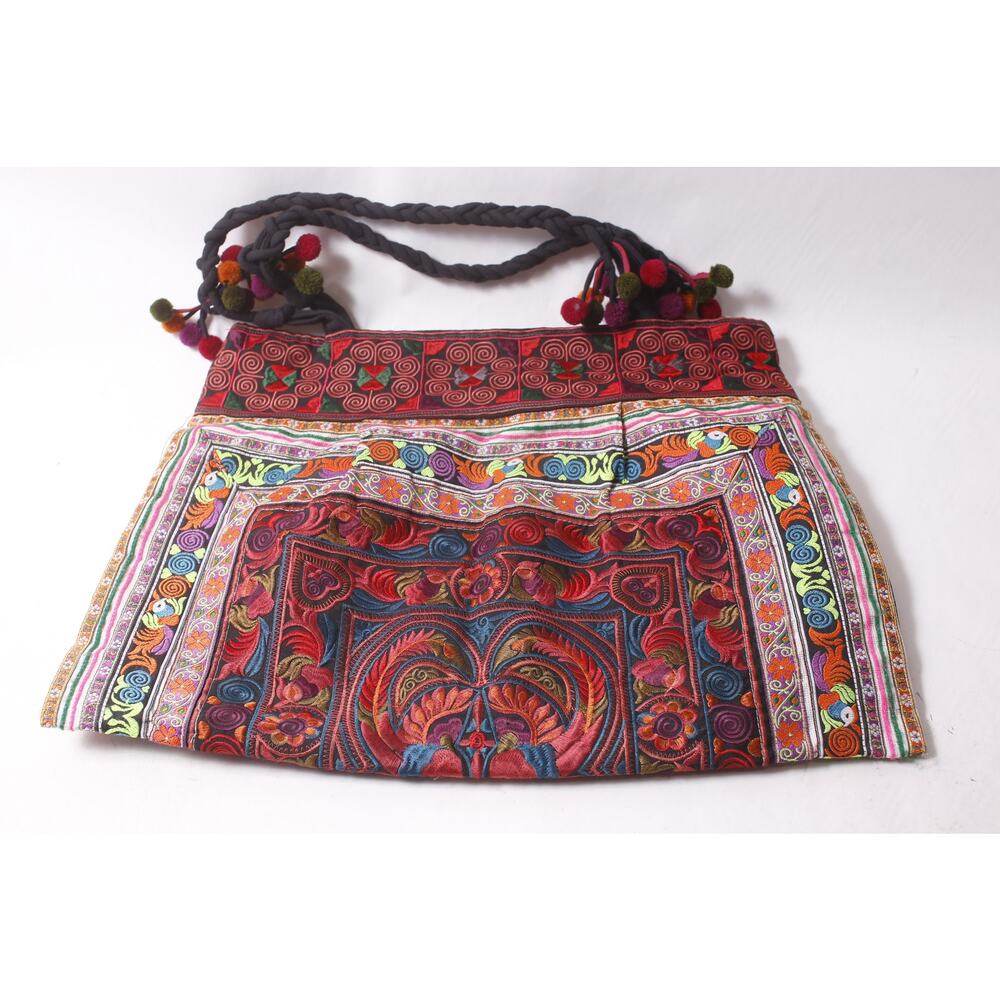 Boho Thai Hmong Tote Bag Embroidered Ethnic Large Handbag ~ 260402-WH 1058